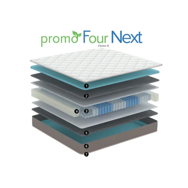 Схема слоев ортопедического матраса Promo 4 с независимым пружинным блоком и наполнителями