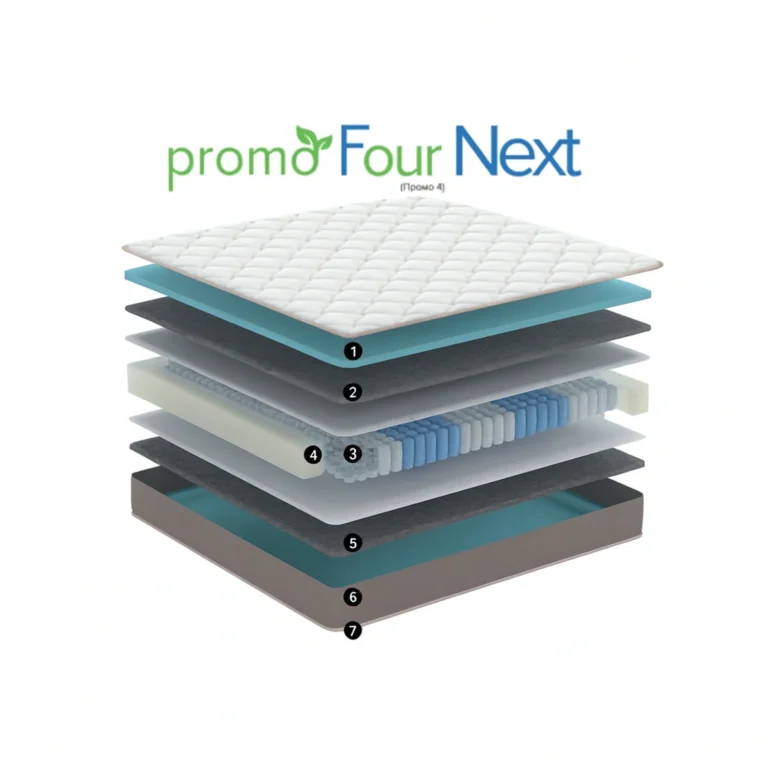 Схема слоев ортопедического матраса Promo 4 с независимым пружинным блоком и наполнителями