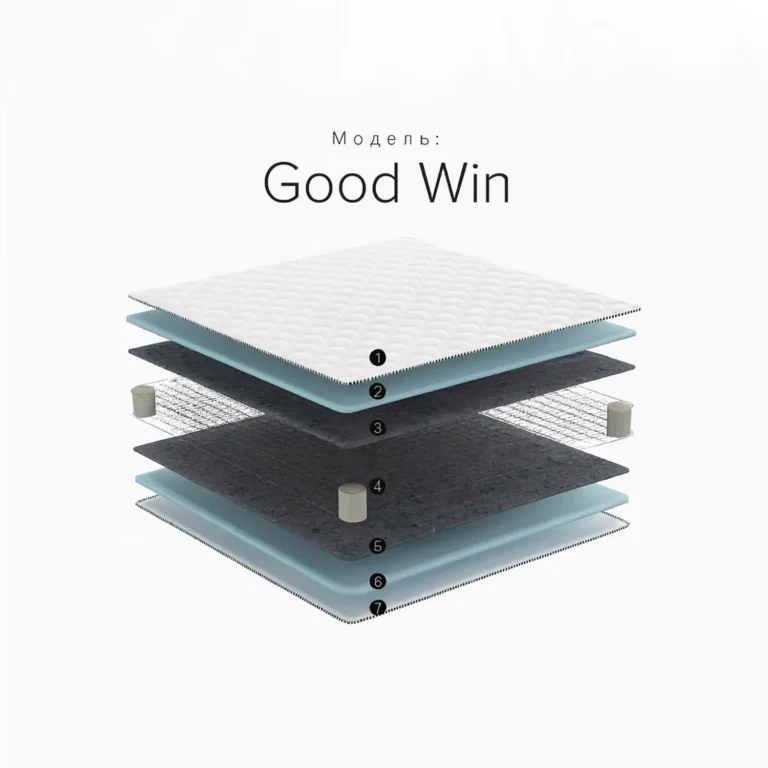 Матрас Good Win в разрезе — пружинный блок Bonnel, слои термовойлока и ортопедической пены