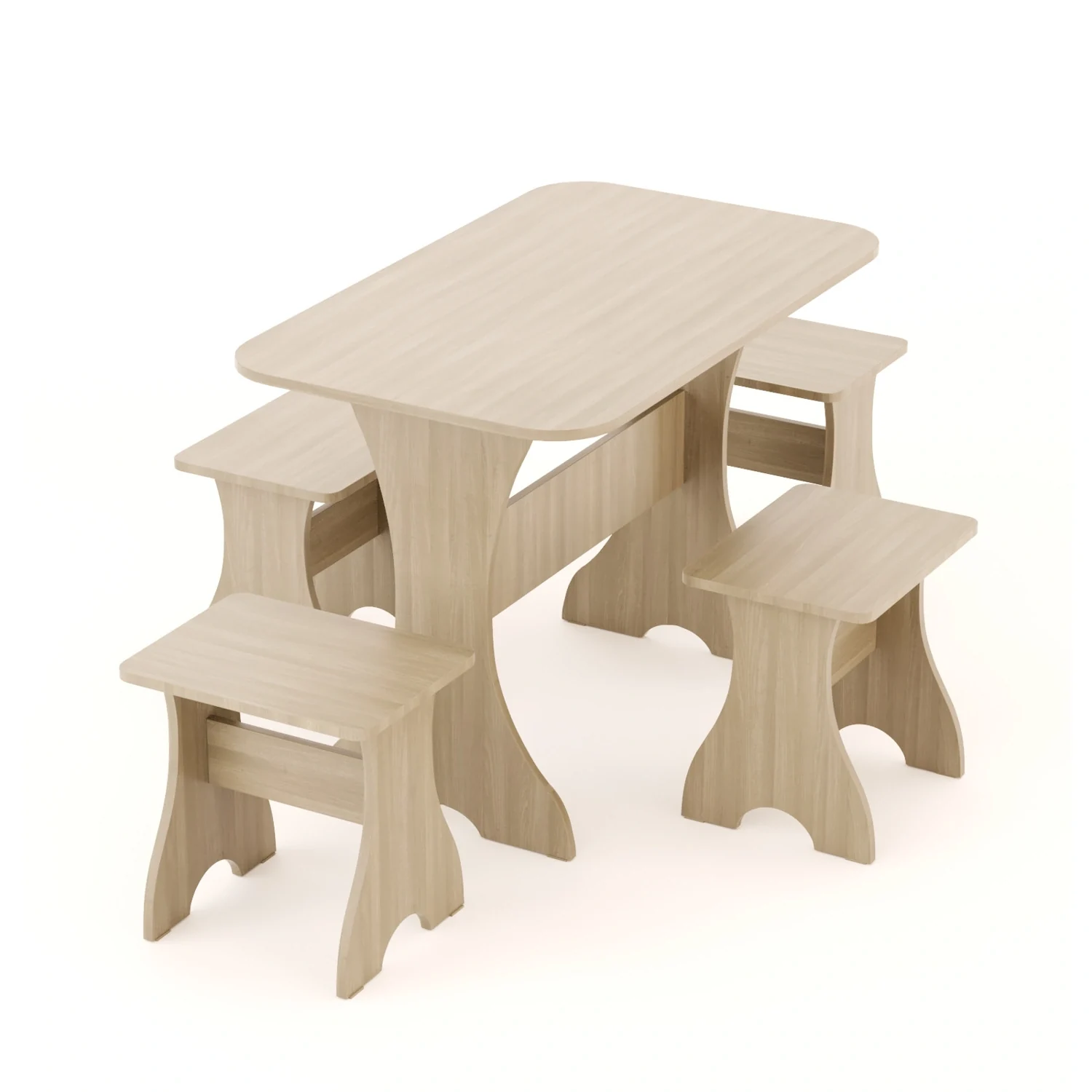 Обеденная группа из ЛДСП стол и 4 табурета ясень шимо светлый Обеденная группа из ЛДСП стол и 4 табурета ясень шимо светлый