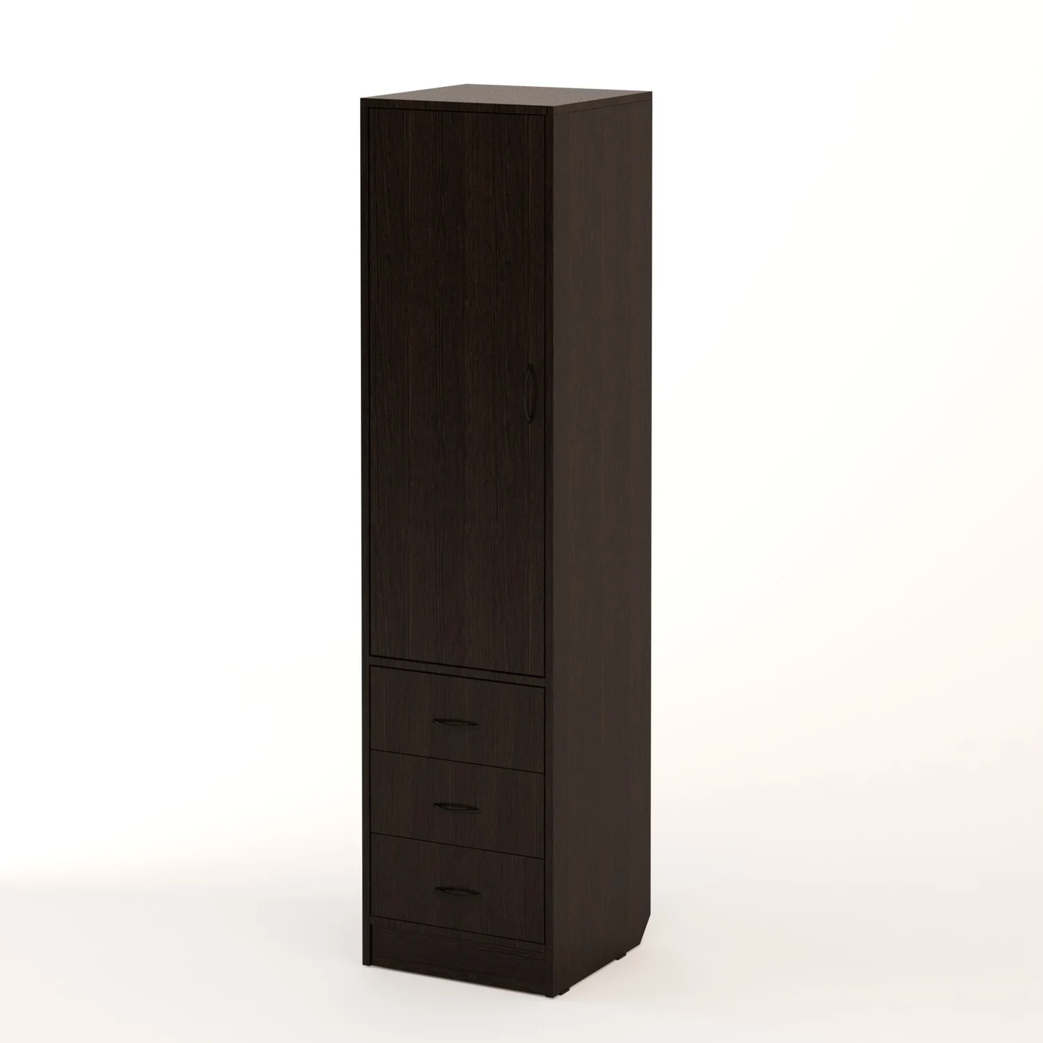 Шкаф одностворчатый с ящиками мини 1600 венге Одностворчатый шкаф с ящиками высота 1600 цвет венге