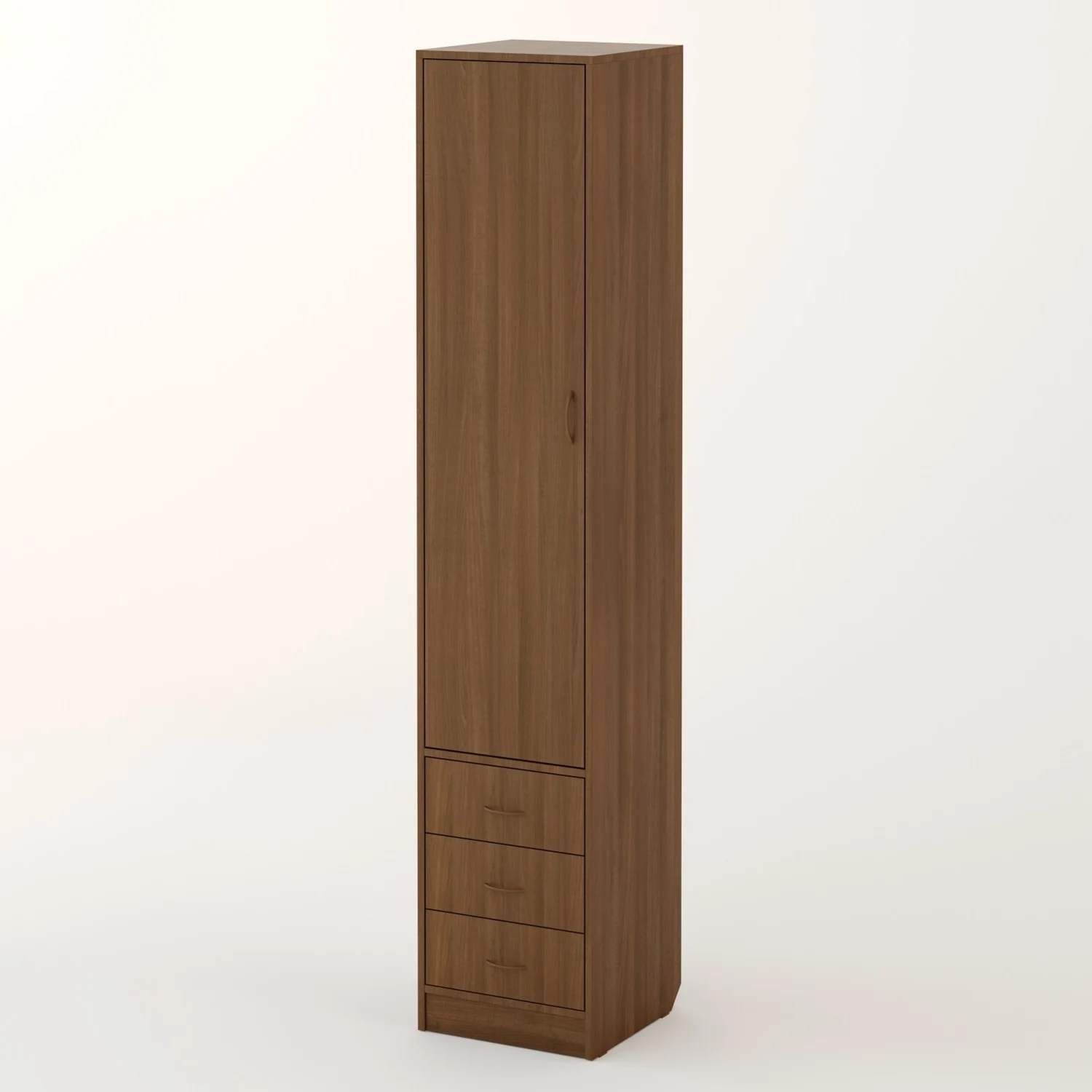 Шкаф одностворчатый с ящиками мини 2000 орех темный Одностворчатый шкаф с ящиками высота 2000 цвет орех темный