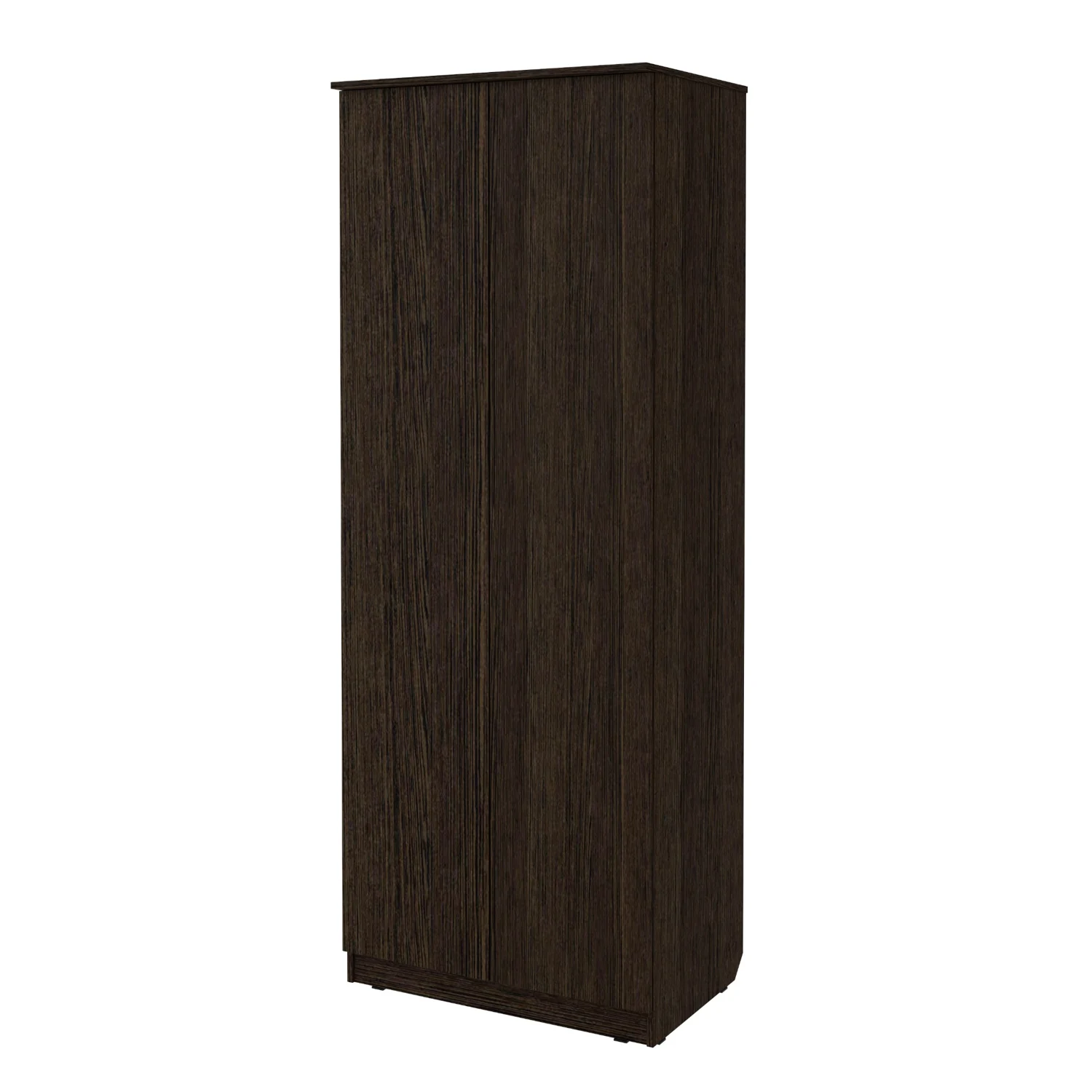 Шкаф распашной без ручек с полками и штангой венге Распашной шкаф с полками и штангой без ручек цвет венге