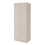 Распашной шкаф с полками и штангой без ручек цвет ясень шимо светлый