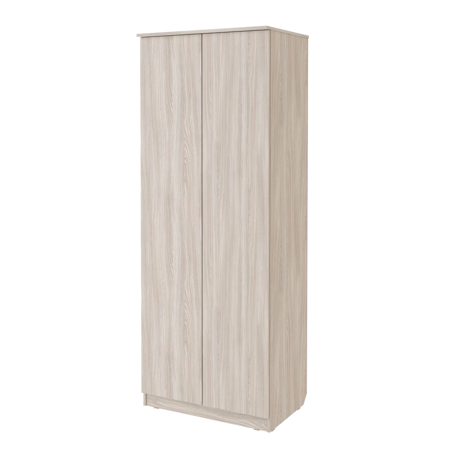 Шкаф распашной без ручек с полками и штангой ясень шимо светлый Распашной шкаф с полками и штангой без ручек цвет ясень шимо светлый