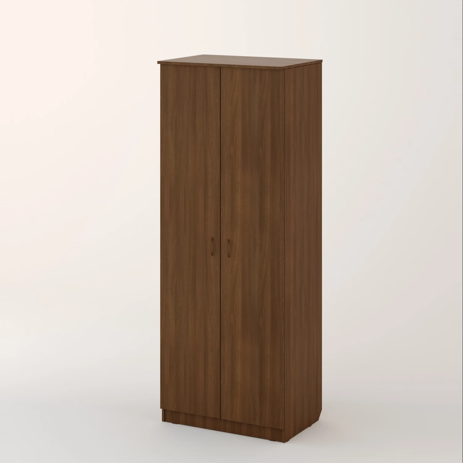 Шкаф распашной двухстворчатый с полками и штангой орех темный Распашной двухстворчатый шкаф с полками и штангой цвет орех темный