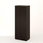 Распашной двухстворчатый шкаф с полками и штангой цвет венге