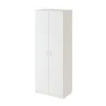 Распашной двухстворчатый шкаф с полкой и штангой цвет белый