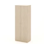 Распашной двухстворчатый шкаф с полкой и штангой цвет ясень шимо светлый