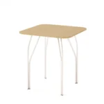 Квадратный обеденный стол на металлических ножках цвет беленый дуб