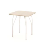 Квадратный обеденный стол на металлических ножках цвет ясень шимо светлый