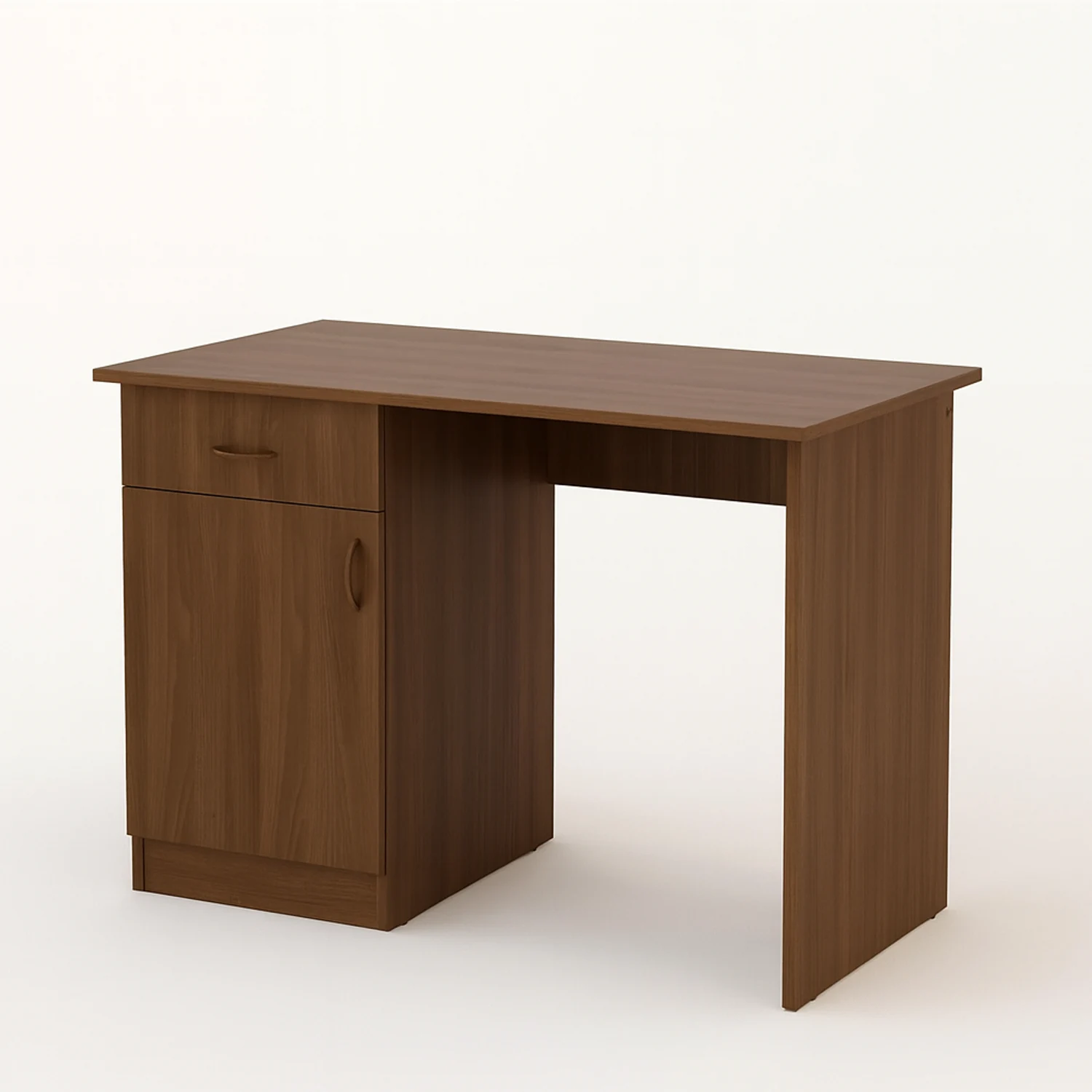 Стол письменный с ящиком и тумбой орех темный Письменный стол с ящиком и тумбой цвет орех темный