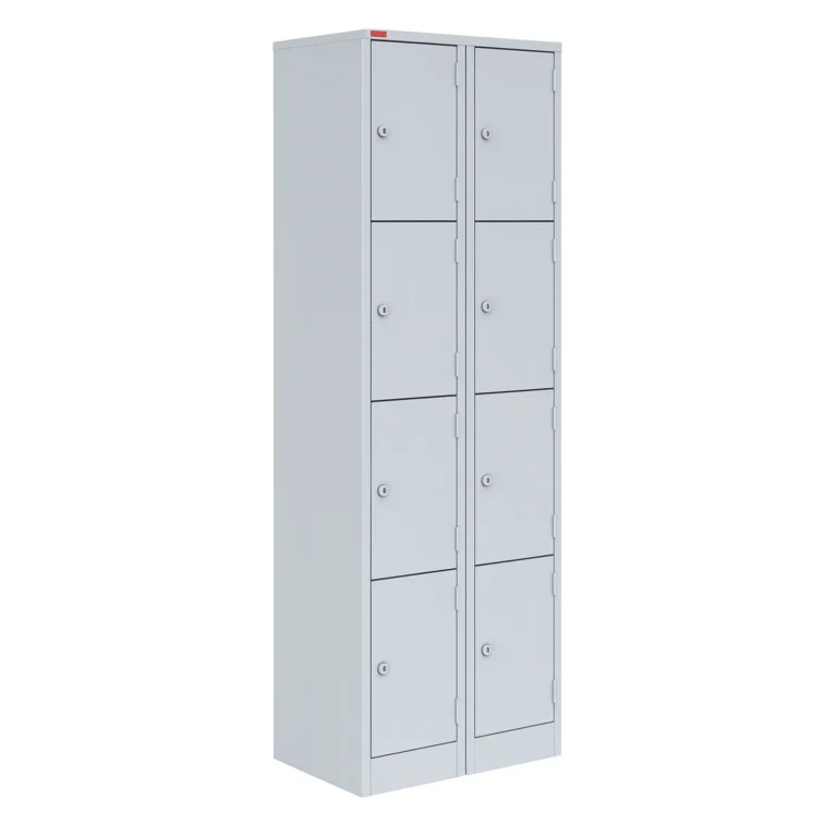 Металлический шкаф для сумок ШРМ-28 — закрытый вид с дверцами и замками, RAL 7035