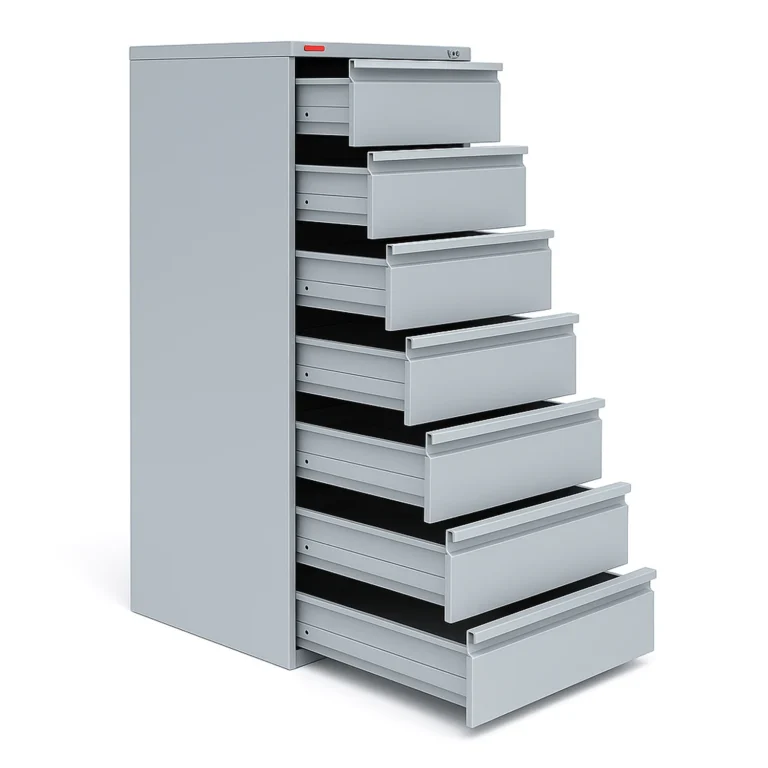 Картотечный металлический шкаф КР-7 Арвис — открытые выдвижные ящики