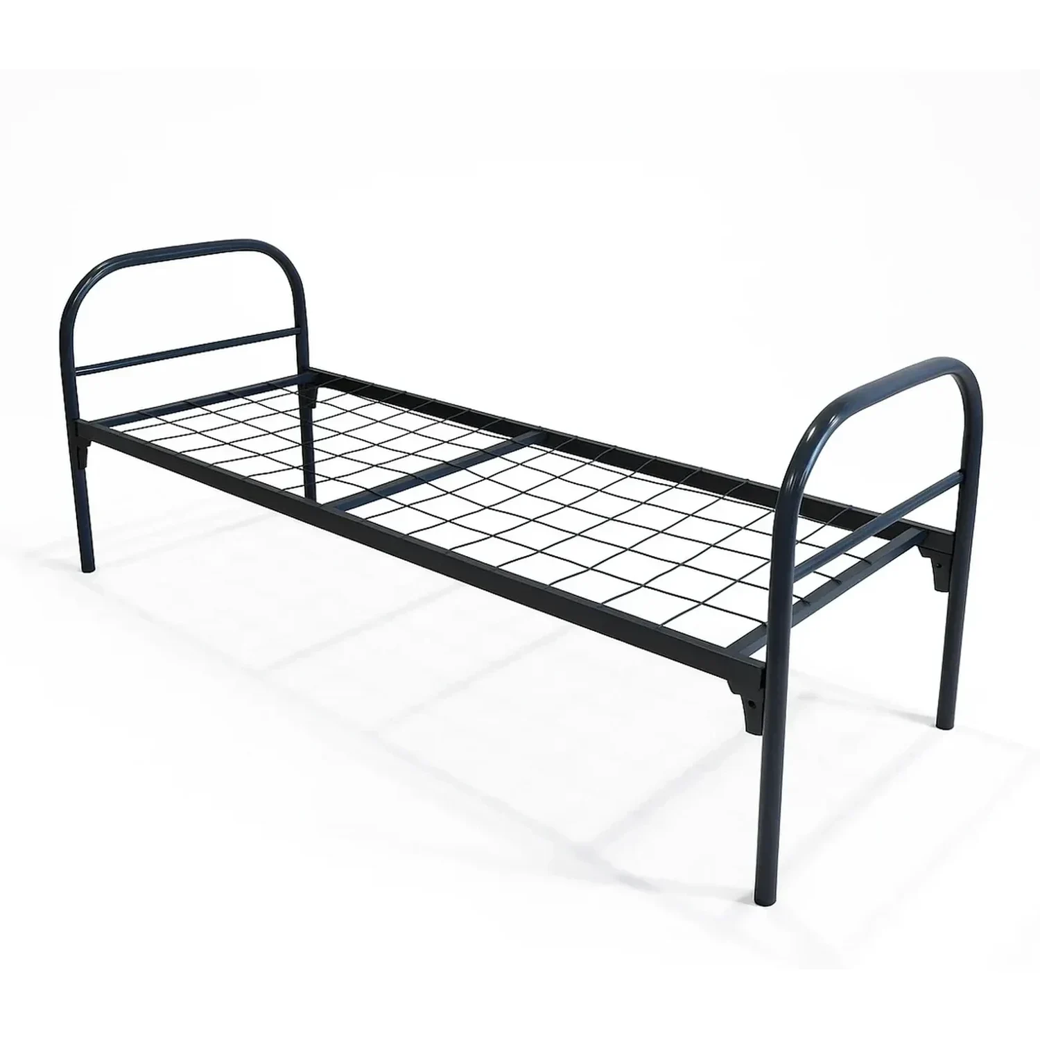 Кровать металлическая одноярусная 700×1900 мм — общий вид Бюджетная металлическая кровать 700×1900 мм, одноярусная, стальной каркас