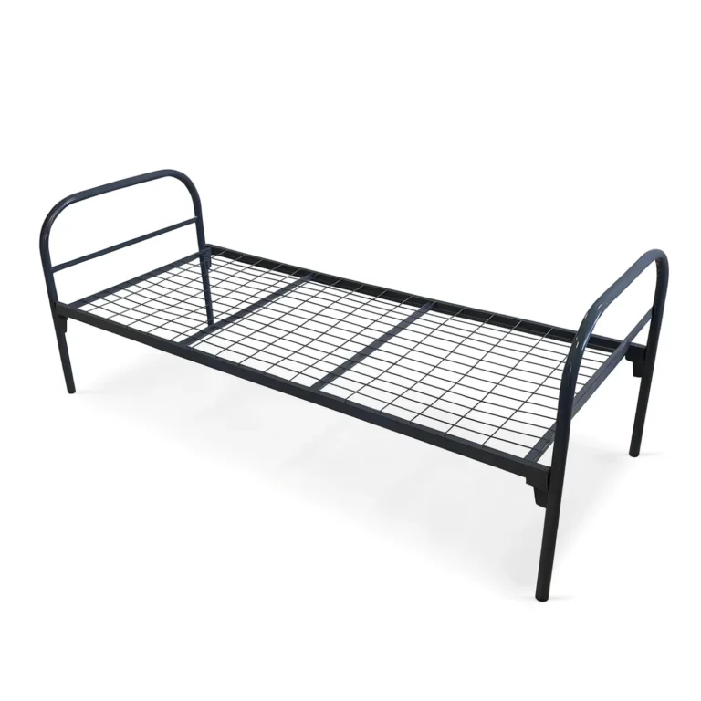 Кровать металлическая одноярусная 800×1900 мм, усиленная сетка, бюджетная модель