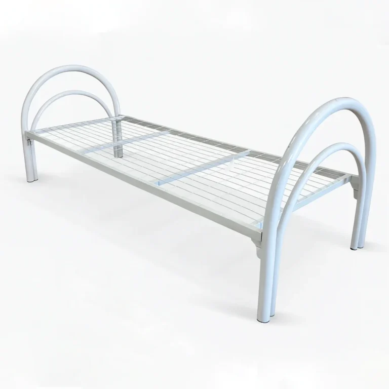 Белая металлическая кровать 800×1900 мм с дугообразными спинками