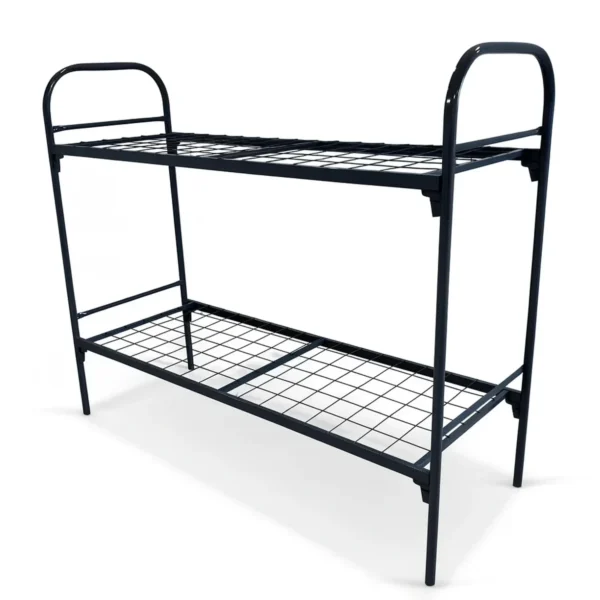 Кровать двухъярусная металлическая 700×1900 мм — общий вид, тёмно-графитовый каркас