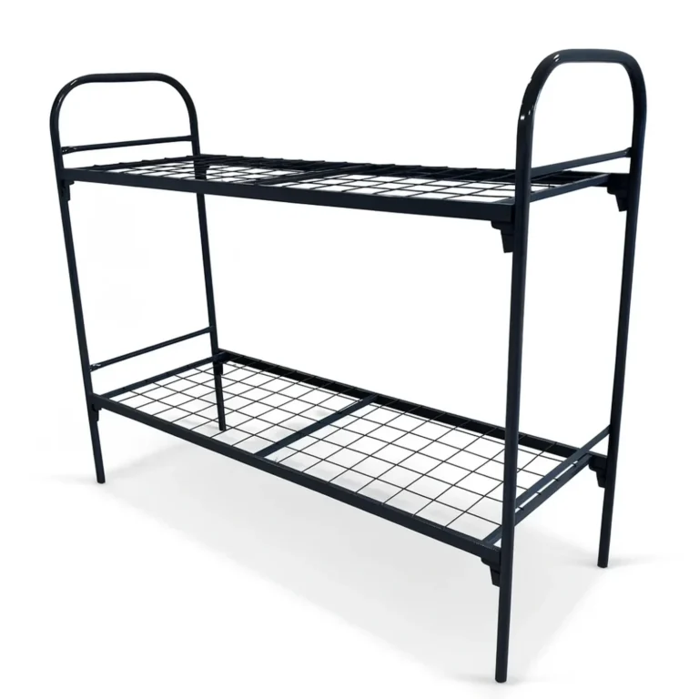 Кровать двухъярусная металлическая 700×1900 мм — общий вид, тёмно-графитовый каркас