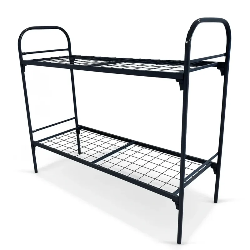 Кровать двухъярусная металлическая 700×1900 мм — общий вид, тёмно-графитовый каркас