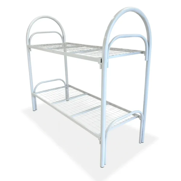 Кровать металлическая двухъярусная 800×1900 мм белая — общий вид