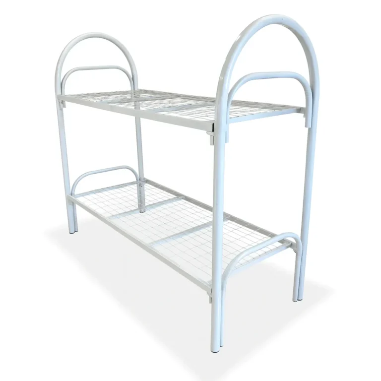 Кровать металлическая двухъярусная 800×1900 мм белая — общий вид