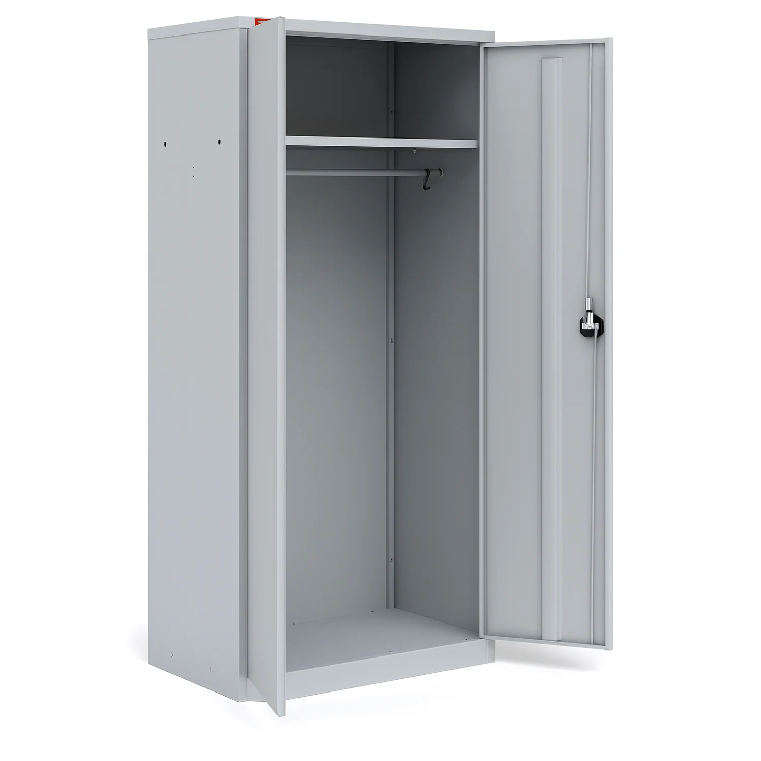 Шкаф для хранения одежды ШАМ-11.Р внутри Внутреннее устройство шкафа ШАМ-11.Р — полка, перекладина и замок Арвис