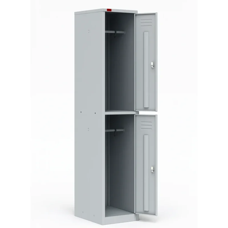 Внутреннее устройство шкафа ШРМ-12: две секции с перекладинами и крючками