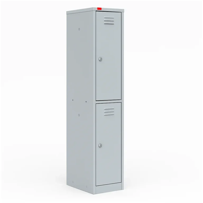 Металлический шкаф ШРМ-12 с двумя отделениями, закрытые двери — RAL 7035