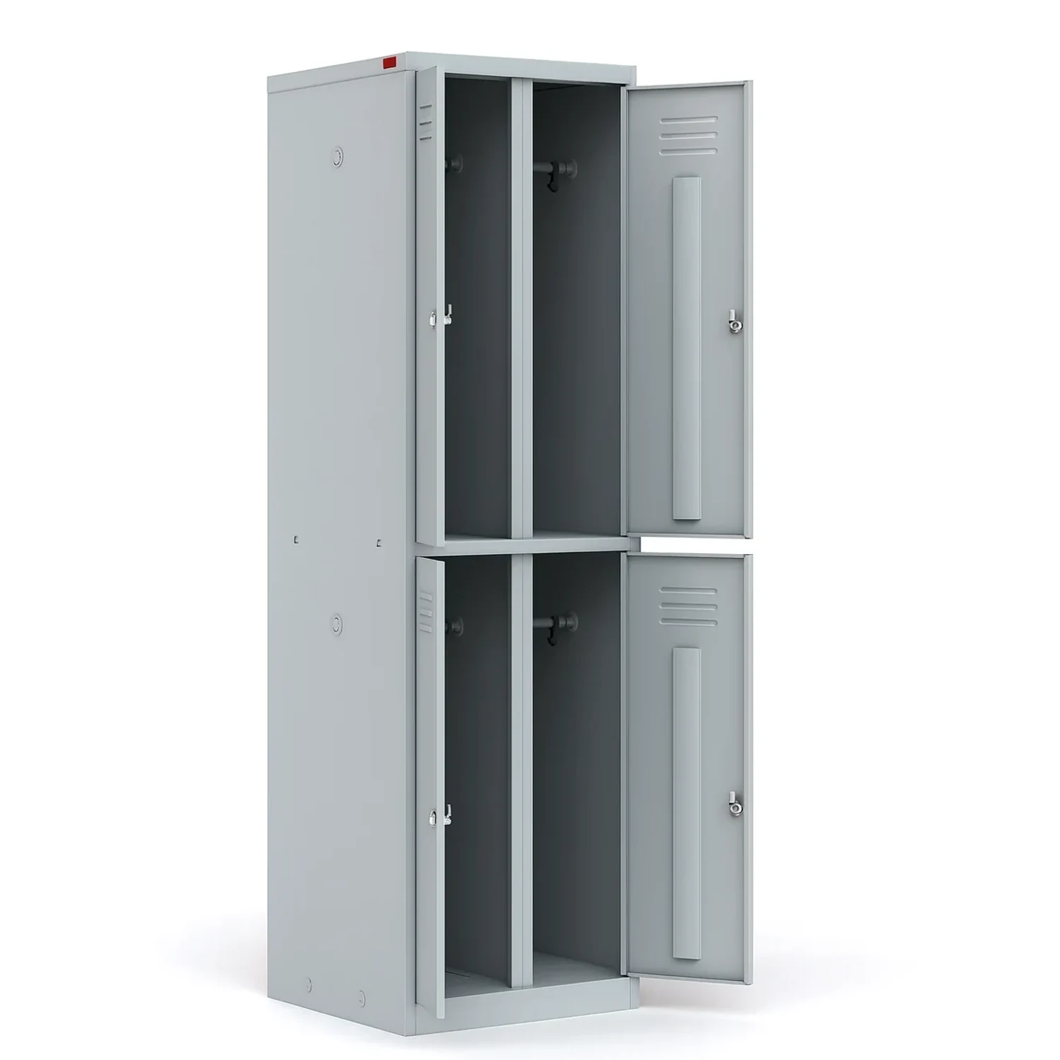 Шкаф металлический ШРМ-24 открытый Металлический шкаф ШРМ-24 в открытом виде — четыре отделения с перекладинами и замками Арвис