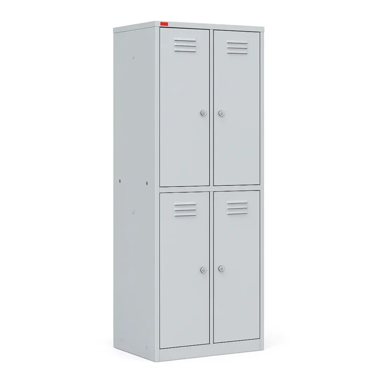 Двухсекционный металлический шкаф ШРМ-24 закрытый — светло-серый RAL 7035