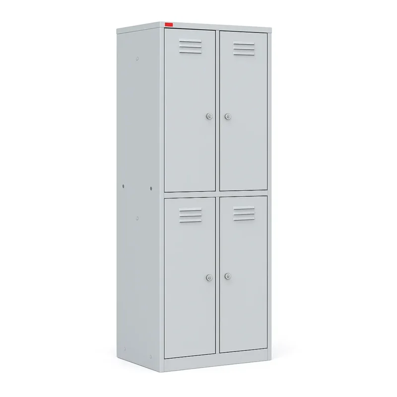 Двухсекционный металлический шкаф ШРМ-24 закрытый — светло-серый RAL 7035
