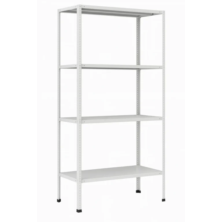 Металлический стеллаж МС-152 — прочная стальная конструкция с 4 полками RAL 7035