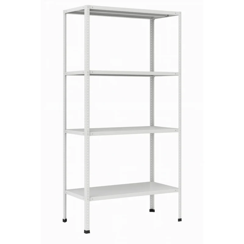 Металлический стеллаж МС-152 — прочная стальная конструкция с 4 полками RAL 7035