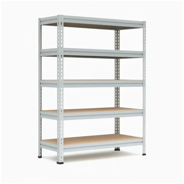 Металлический стеллаж МС-Т 18765-2.5 ТИТАН-МС с фанерными полками — широкий и высокий стеллаж для склада и производства