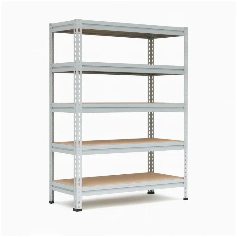 Металлический стеллаж МС-Т 18765-2.5 ТИТАН-МС с фанерными полками — широкий и высокий стеллаж для склада и производства