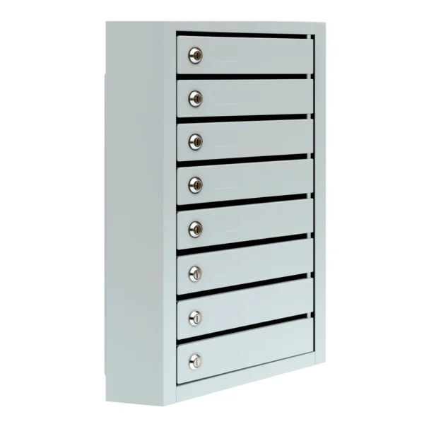 Почтовый ящик металлический ПМ-8 — восьмисекционный, вертикальный, светло-серый RAL 7035