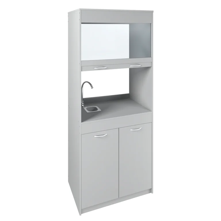 Лабораторный шкаф для кабинета химии с мойкой и вентиляцией цвет серый