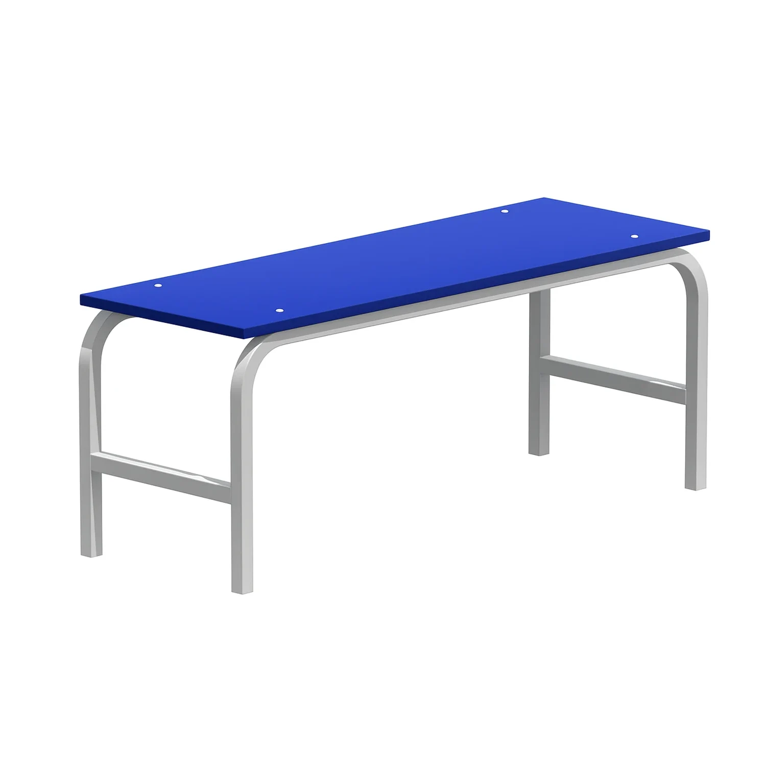 Короткая скамья для раздевалки с сиденьем из ЛДСП Гардеробная скамья с сиденьем из ЛДСП — короткая металлическая модель