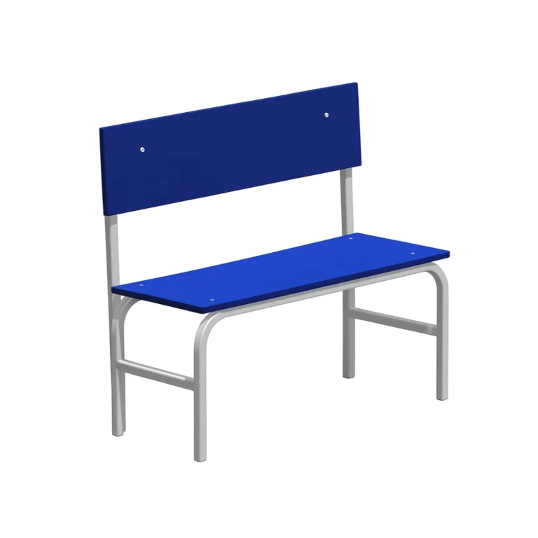 Скамья гардеробная со спинкой из ЛДСП — короткая модель, металлический каркас