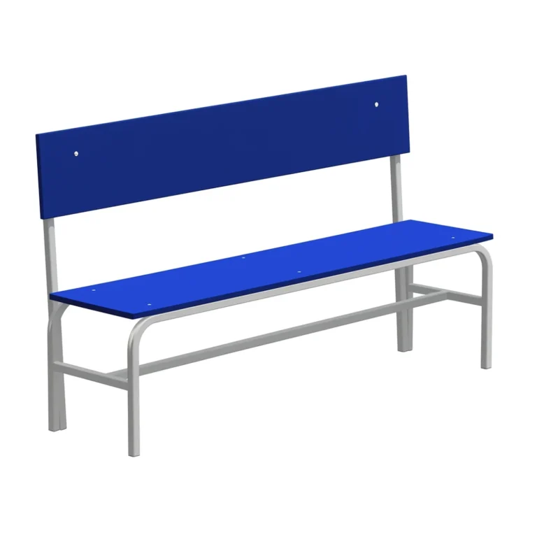 Длинная скамья гардеробная со спинкой из ЛДСП — прочный металлический каркас