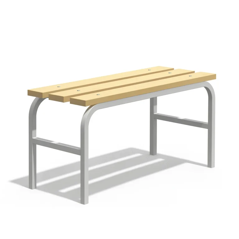 Скамья гардеробная из сосны — металлический каркас, деревянное сиденье