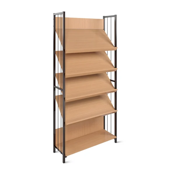 Демонстрационный стеллаж с наклонными полками из ЛДСП Аврис