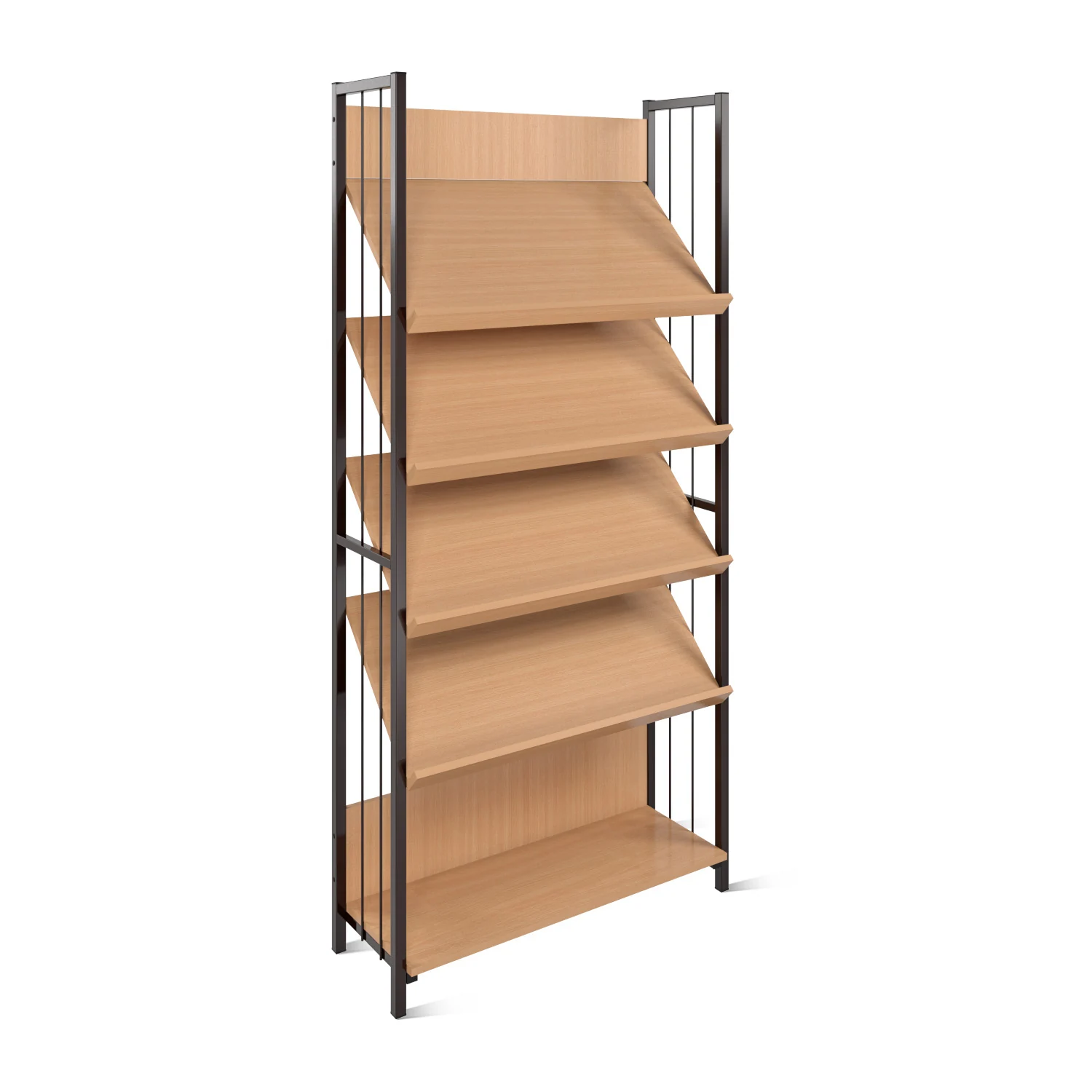 Стеллаж демонстрационный с наклонными полками из ЛДСП Демонстрационный стеллаж с наклонными полками из ЛДСП Аврис