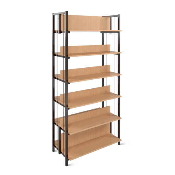 Двухсторонний металлический стеллаж с полками из ЛДСП Арвис