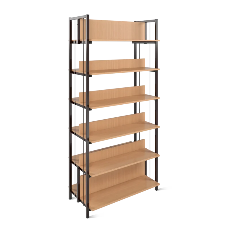 Двухсторонний металлический стеллаж с полками из ЛДСП Арвис