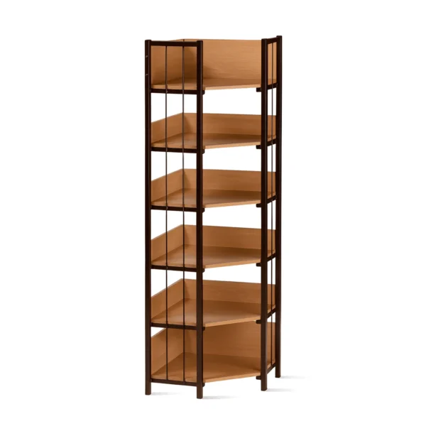 Угловой металлический стеллаж с полками из ЛДСП