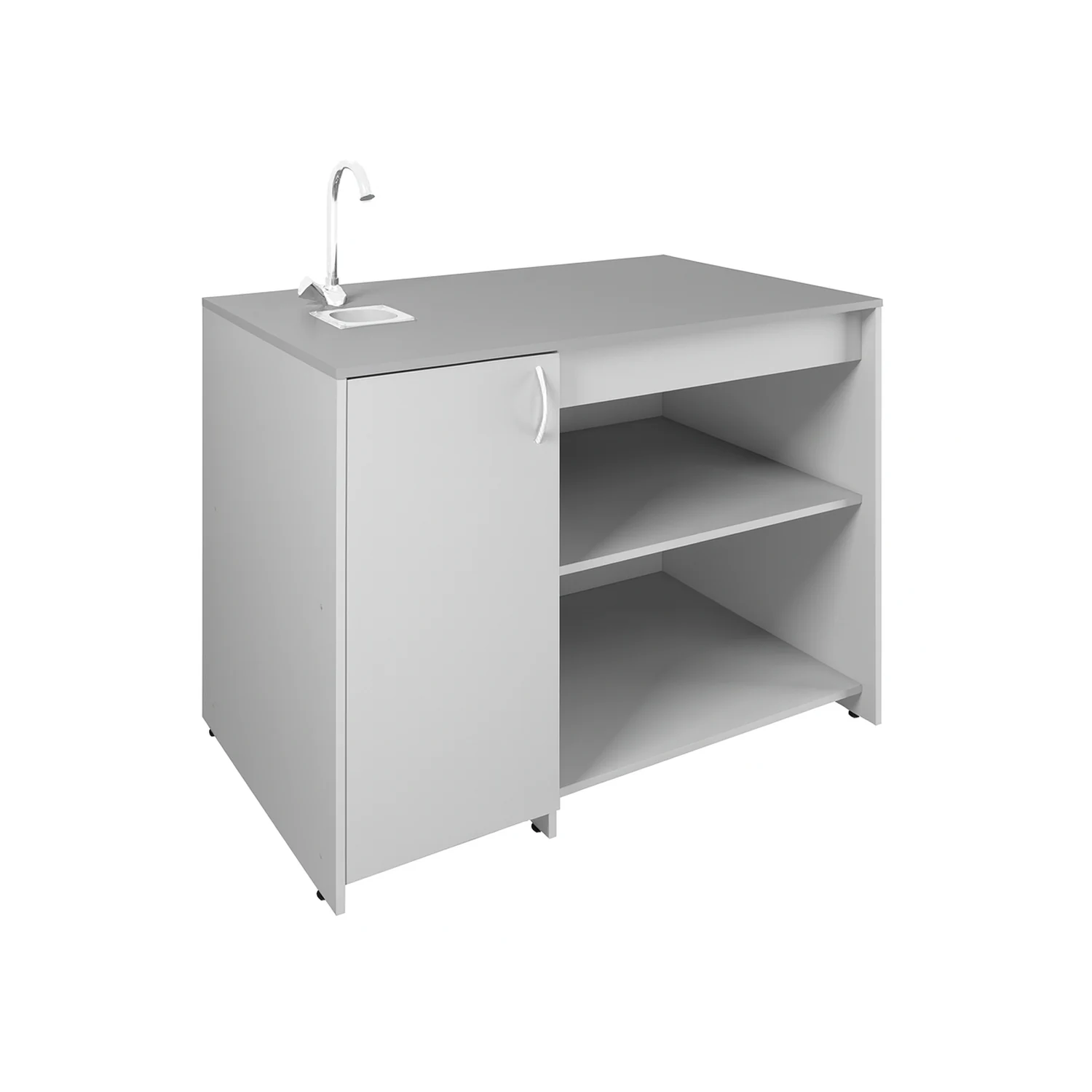 Стол ученический демонстрационный для кабинета химии серый Демонстрационный ученический стол для кабинета химии цвет серый