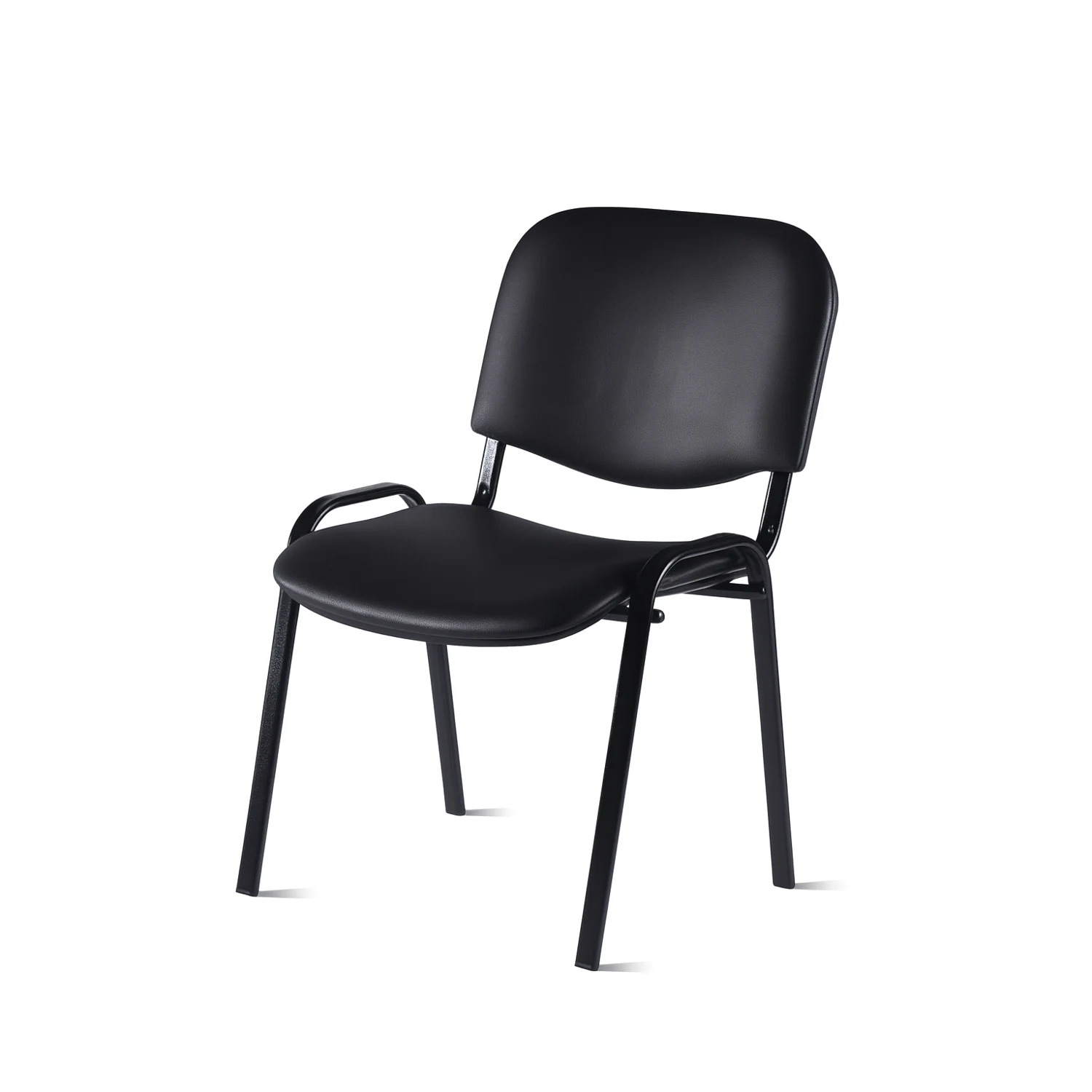 Стул офисный мягкий на металлическом каркасе кожзам черный Мягкий офисный стул на металлическом каркасе арвис цвет кожзам черный