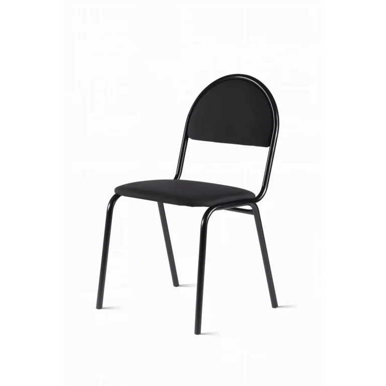 Мягкий офисный стул на металлическом каркасе Эконом цвет текстиль черный